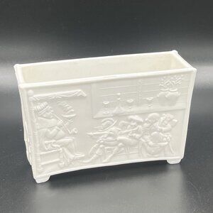 Antique Sowerby 1232 Old King Cole Victorian Pressed Milk Glass Fiddlers Vase